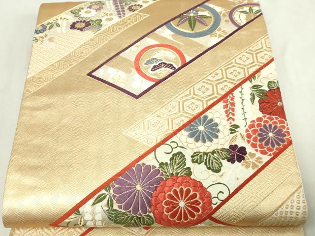 平和屋本店▼六通柄袋帯　唐織　寿祥秀華文　本金箔　正絹　逸品　DABE9464sf