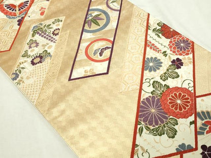 平和屋本店▼六通柄袋帯　唐織　寿祥秀華文　本金箔　正絹　逸品　DABE9464sf