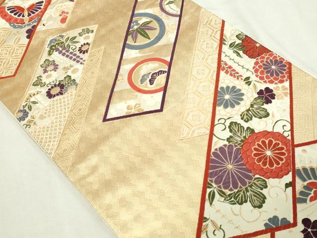 平和屋本店▼六通柄袋帯　唐織　寿祥秀華文　本金箔　正絹　逸品　DABE9464sf