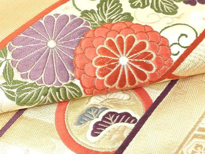 平和屋本店▼六通柄袋帯　唐織　寿祥秀華文　本金箔　正絹　逸品　DABE9464sf