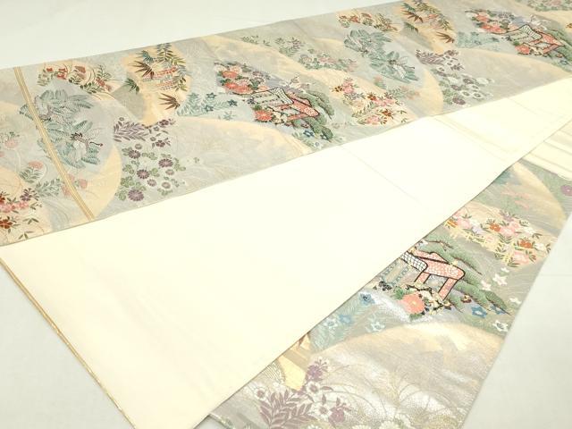 平和屋本店▼六通柄袋帯　唐織　京洛遊花文　九百錦　本金貮重箔　正絹　逸品　DABE9466sf