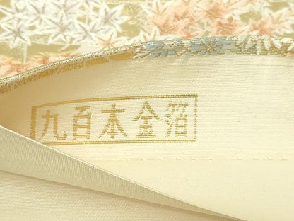 平和屋本店▼六通柄袋帯　唐織　王朝絵巻文　九百本金箔　正絹　逸品　DABE9471sf