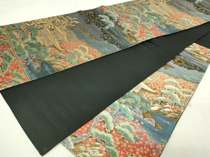 平和屋本店▼六通柄袋帯　唐織　古都名花　本金箔　正絹　逸品　DABE9478sf