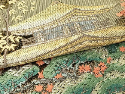 平和屋本店▼六通柄袋帯　唐織　古都名花　本金箔　正絹　逸品　DABE9478sf