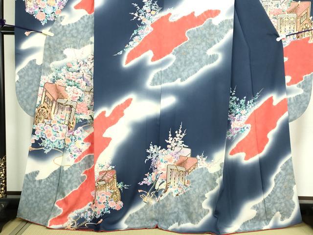 平和屋着物■豪華振袖 御所車花文 暈し染め 金彩 正絹 逸品 DABE9479sf