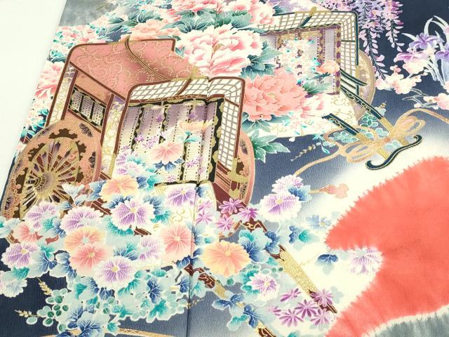 平和屋着物■豪華振袖 御所車花文 暈し染め 金彩 正絹 逸品 DABE9479sf