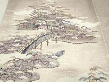 平和屋着物■訪問着　風景文　暈し染め　正絹　逸品　DABE9481sf
