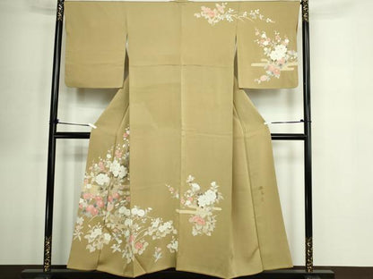 平和屋着物■訪問着　作家物　刺繍　草花文　金彩　正絹　逸品　DABE9488sf