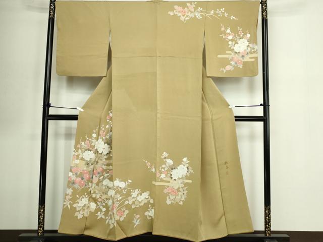 平和屋着物■訪問着　作家物　刺繍　草花文　金彩　正絹　逸品　DABE9488sf