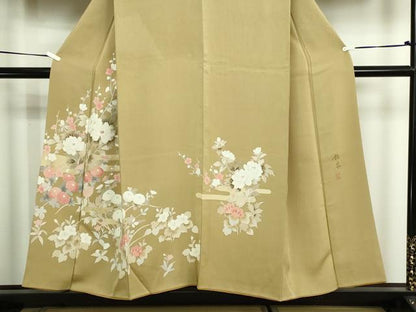 平和屋着物■訪問着　作家物　刺繍　草花文　金彩　正絹　逸品　DABE9488sf