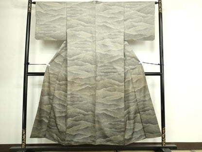 平和屋着物■訪問着　紬地　遠山文　暈し染め　正絹　逸品　DABE9489sf
