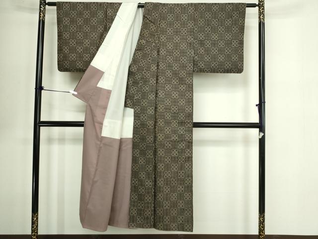 平和屋着物■本場大島紬　幾何学花文　正絹　逸品　DABE9490sf