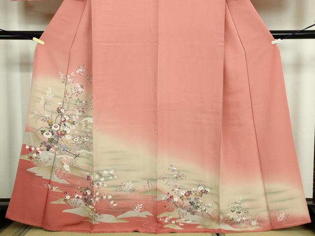 平和屋着物■訪問着 草花文 暈し染め 金銀彩 正絹 逸品 未使用 DABE9498sf