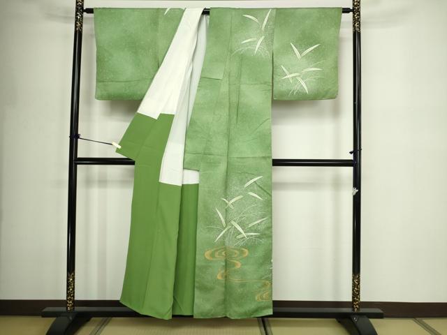 平和屋着物■訪問着　流水枝葉文　金彩　正絹　逸品　DABE9499sf
