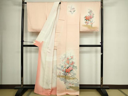 平和屋着物■訪問着　流水草花文　暈し染め　金彩　正絹　逸品　DABE9500sf
