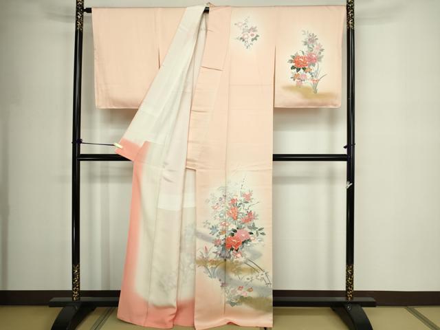 平和屋着物■訪問着　流水草花文　暈し染め　金彩　正絹　逸品　DABE9500sf