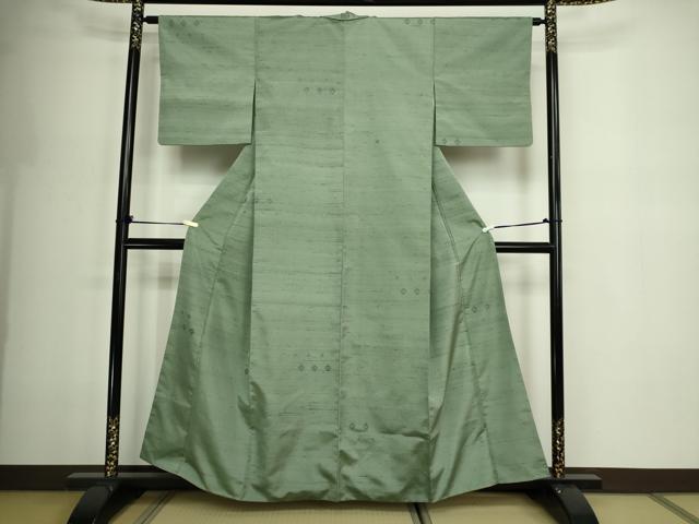平和屋着物■上質な紬　花織　菱文　正絹　逸品　DABE9502sf