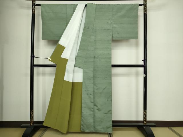 平和屋着物■上質な紬　花織　菱文　正絹　逸品　DABE9502sf