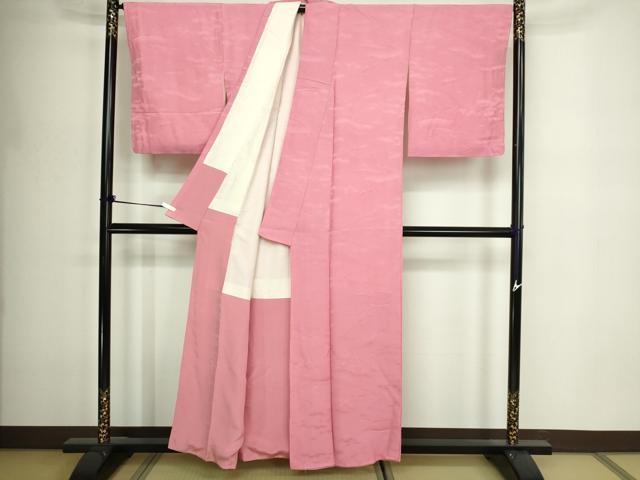 平和屋着物■上質な色無地　流水地紋　甚三紅色　正絹　逸品　DABE9504sf