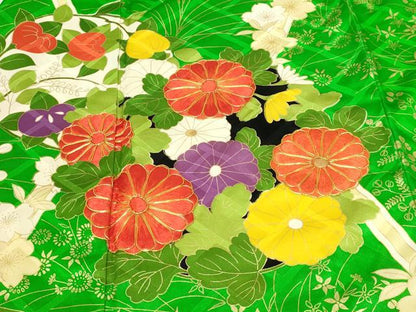 平和屋着物■豪華振袖　駒刺繍　草花文　金彩　正絹　逸品　DABE9506sf
