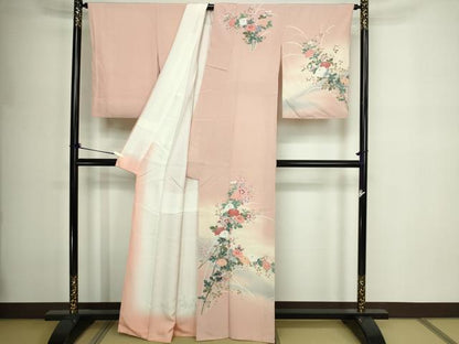 平和屋着物■訪問着　草花文　暈し染め　正絹　逸品　DABE9507sf