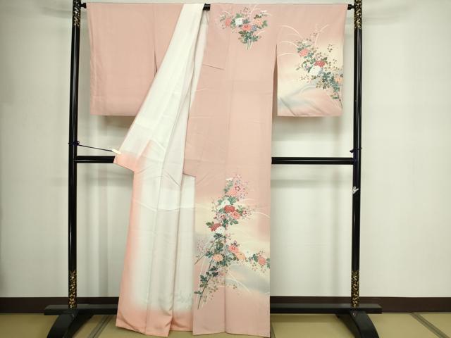 平和屋着物■訪問着　草花文　暈し染め　正絹　逸品　DABE9507sf