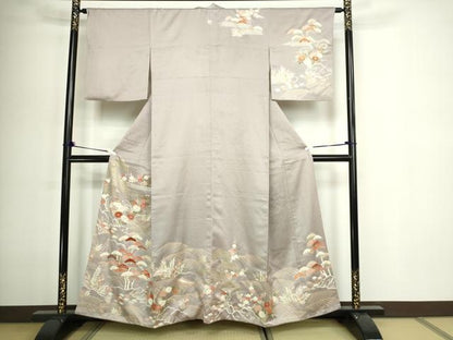 平和屋着物■訪問着　刺繍　草花文　松竹梅　正絹　逸品　DABE9508sf