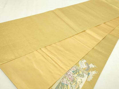 平和屋本店●西陣　長嶋成織物　ながしま帯　本加賀友禅作家　白坂幸蔵監修　太鼓柄袋帯　離宮の四季　本金箔 瀞金錦 正絹 逸品 DABE9519sf