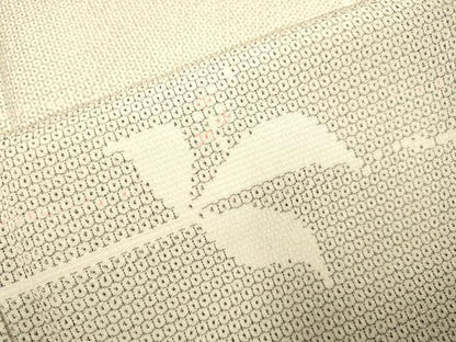 平和屋着物▽塩沢絣　単衣　110亀甲　草葉文　証紙付き　正絹　逸品　DABE9522du