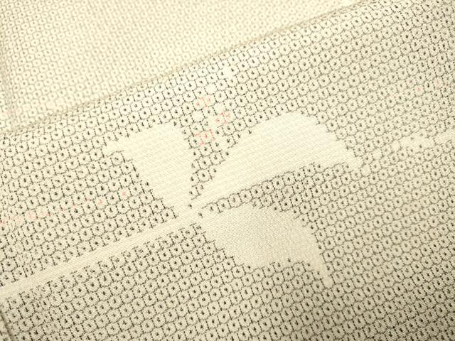 平和屋着物▽塩沢絣　単衣　110亀甲　草葉文　証紙付き　正絹　逸品　DABE9522du