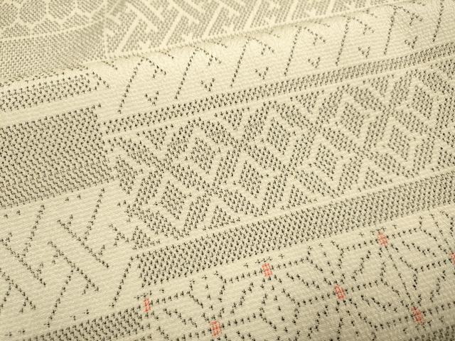 平和屋着物▽本塩沢　単衣　横段吉祥文　正絹　逸品　DABE9523du