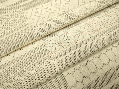 平和屋着物▽本塩沢　単衣　横段吉祥文　正絹　逸品　DABE9523du