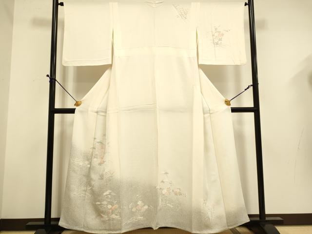 平和屋着物▽中国三大刺繍　スワトウ刺繍　汕頭刺繍　相良刺繍　総刺繍　訪問着　単衣　御所車花文　正絹　逸品　DABE9524du