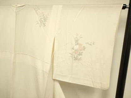 平和屋着物▽中国三大刺繍　スワトウ刺繍　汕頭刺繍　相良刺繍　総刺繍　訪問着　単衣　御所車花文　正絹　逸品　DABE9524du