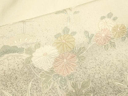 平和屋着物▽中国三大刺繍　スワトウ刺繍　汕頭刺繍　相良刺繍　総刺繍　訪問着　単衣　御所車花文　正絹　逸品　DABE9524du