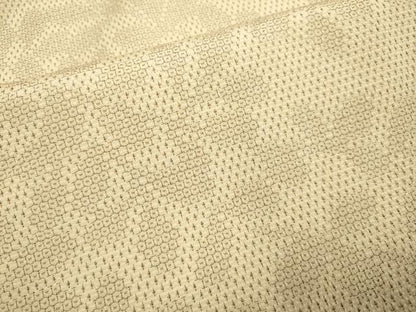 平和屋着物▽本塩沢　単衣　110亀甲　枝葉文　正絹　逸品　DABE9527du