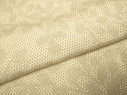 平和屋着物▽本塩沢　単衣　110亀甲　枝葉文　正絹　逸品　DABE9527du
