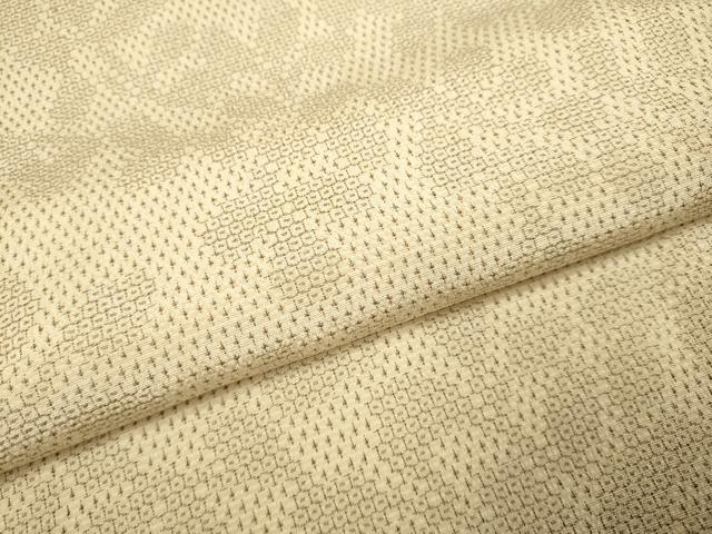 平和屋着物▽本塩沢　単衣　110亀甲　枝葉文　正絹　逸品　DABE9527du