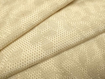 平和屋着物▽本塩沢　単衣　110亀甲　枝葉文　正絹　逸品　DABE9527du