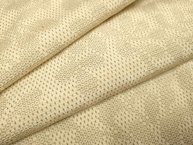 平和屋着物▽本塩沢　単衣　110亀甲　枝葉文　正絹　逸品　DABE9527du