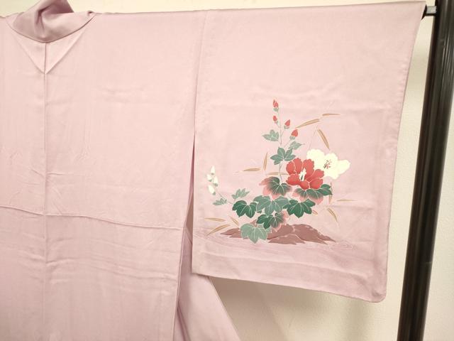 平和屋着物▽訪問着　単衣　絵巻飛鶴花文　暈し染め　金彩　正絹　逸品　DABE9528du