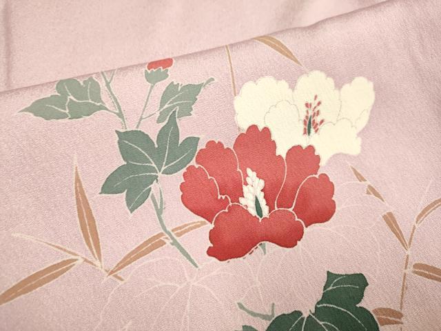平和屋着物▽訪問着　単衣　絵巻飛鶴花文　暈し染め　金彩　正絹　逸品　DABE9528du