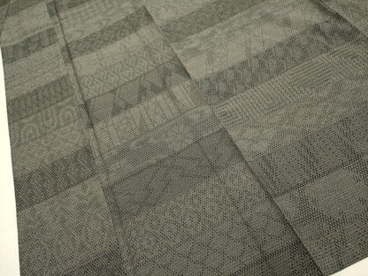 平和屋着物▽本塩沢　単衣　横段吉祥亀甲花文　正絹　逸品　未使用　DABE9529du