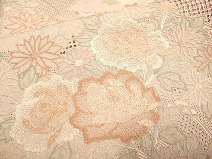 平和屋着物▽中国三大刺繍　スワトウ刺繍　汕頭刺繍　相良刺繍　総刺繍　訪問着　単衣　絵巻花文　金彩　正絹　逸品　DABE9531du