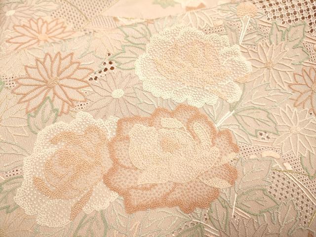 平和屋着物▽中国三大刺繍　スワトウ刺繍　汕頭刺繍　相良刺繍　総刺繍　訪問着　単衣　絵巻花文　金彩　正絹　逸品　DABE9531du