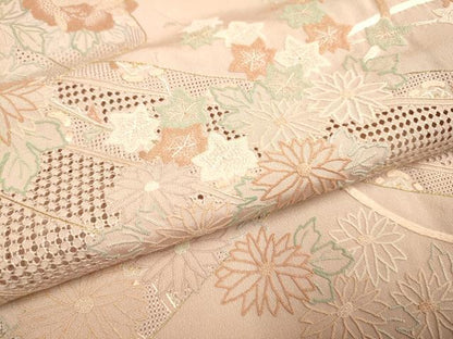 平和屋着物▽中国三大刺繍　スワトウ刺繍　汕頭刺繍　相良刺繍　総刺繍　訪問着　単衣　絵巻花文　金彩　正絹　逸品　DABE9531du