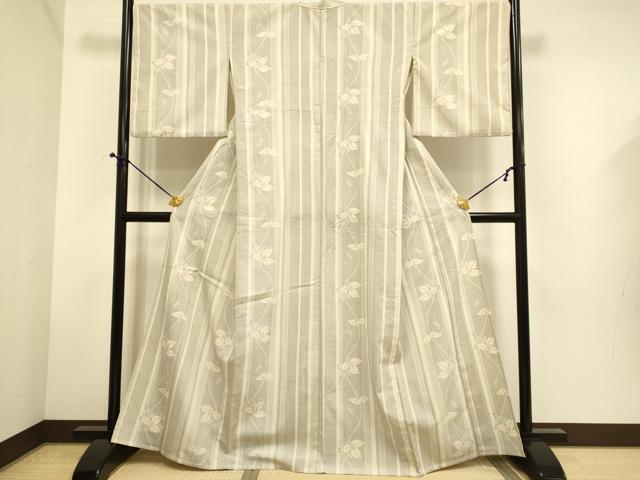 平和屋着物▽本塩沢　単衣　南天間道　正絹　逸品　DABE9532du