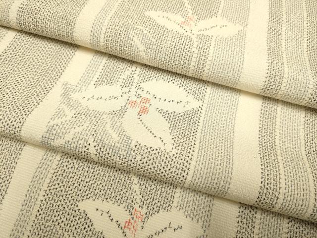 平和屋着物▽本塩沢　単衣　南天間道　正絹　逸品　DABE9532du