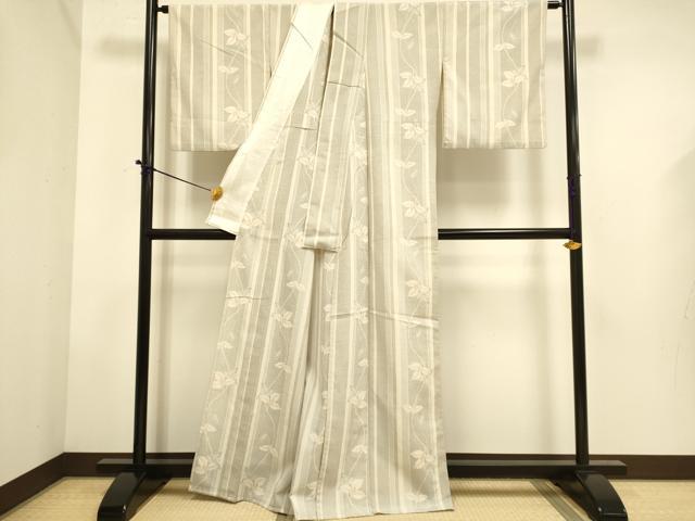 平和屋着物▽本塩沢　単衣　南天間道　正絹　逸品　DABE9532du