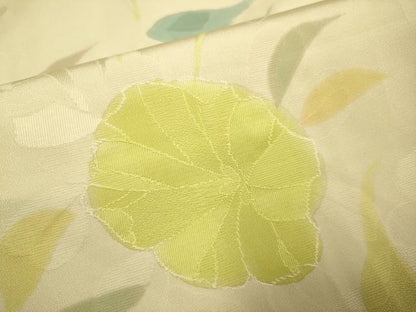 平和屋着物▽上質な小紋　単衣　草花文　地紋起こし　正絹　逸品　DABE9533du